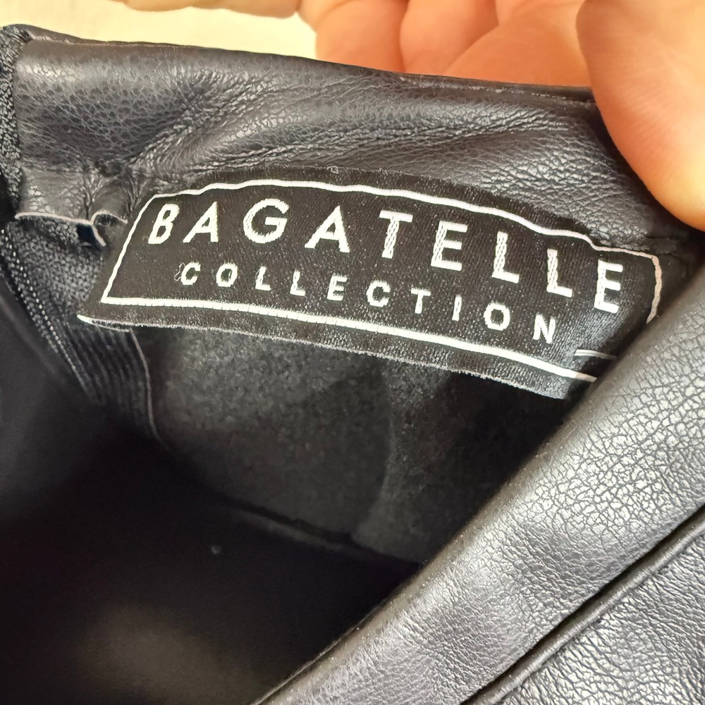 Bagatelle Collection Top Womens XS Black Faux Leather Laser Cut Floral Eyelet - Picture 4 of 7